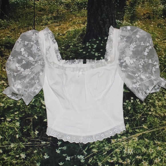 For Love and Lemons white Rawlins seamed bustier - Picture 1 of 3